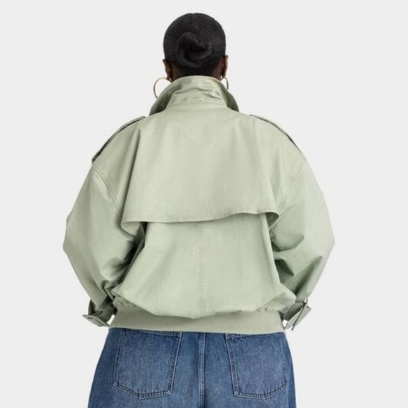 KBB By Kahlana Light Sage Utility Cropped Trench Jacket - Women - Picture 2 of 3